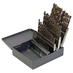 #1-#60 RHS / RHC HSS-CO 8% (M42) 135 Degree Split Point Heavy Duty Cobalt Jobber Length Drill Set - Straw / Gold Oxide - Exact Tooling