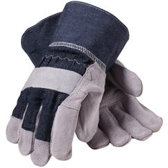 85-DB7563P Split Leather Palm - Econ Series - Reinforced Palm - Denim Back/Cuff - Starched SC - Men's - Exact Tooling