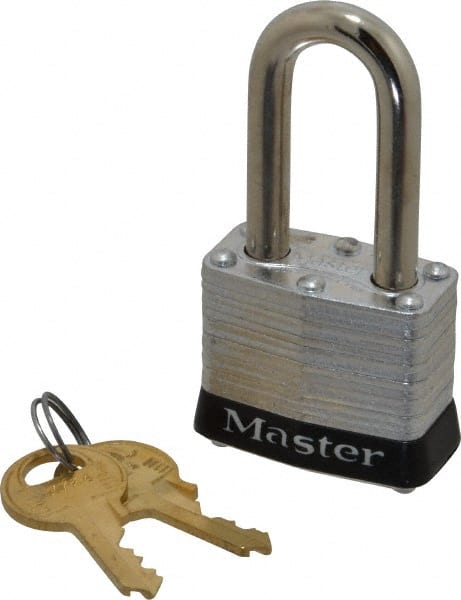 Master Lock - Keyed Alike Retaining Key Conductive Lockout Padlock - 1-1/2" Shackle Clearance, 9/32" Shackle Diam, 1-1/4" Body Height x 1-9/16" Body Width, Black, 4 Pins - Exact Tooling