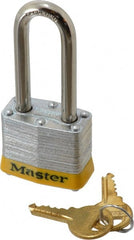 Master Lock - Keyed Alike Retaining Key Conductive Lockout Padlock - 2" Shackle Clearance, 9/32" Shackle Diam, 1-1/4" Body Height x 1-9/16" Body Width, Yellow, 4 Pins - Exact Tooling