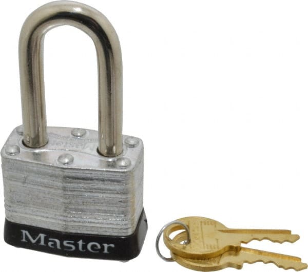 Master Lock - Keyed Different Retaining Key Conductive Lockout Padlock - 1-1/2" Shackle Clearance, 9/32" Shackle Diam, 1-1/4" Body Height x 1-9/16" Body Width, Black, 4 Pins - Exact Tooling