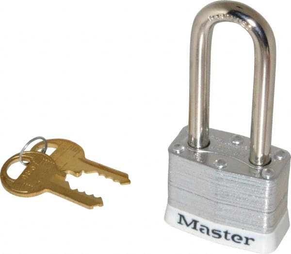 Master Lock - Keyed Different Retaining Key Conductive Lockout Padlock - 2" Shackle Clearance, 9/32" Shackle Diam, 1-1/4" Body Height x 1-9/16" Body Width, White, 4 Pins - Exact Tooling