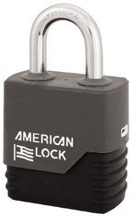 American Lock - 1-1/8" Shackle Clearance, Keyed Different Padlock with Weather Cover - 5/16" Shackle Diam, Steel - Exact Tooling