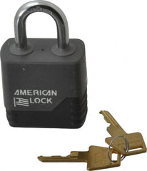 American Lock - 1-1/8" Shackle Clearance, Keyed Different Padlock with Weather Cover - 5/16" Shackle Diam, Aluminum - Exact Tooling