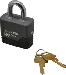 American Lock - 1-1/8" Shackle Clearance, Keyed Different Padlock with Weather Cover - 3/8" Shackle Diam, Aluminum - Exact Tooling