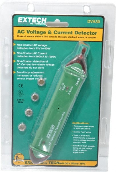 Extech - 12 VAC to 600 VAC, Voltage Tester - LR44 Power Supply - Exact Tooling