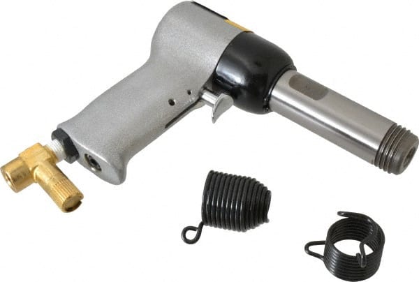 US Airtool - 1/4 & 3/16" Capacity, Air Riveting Hammer - 3-1/16" Long Stroke, 1/4" Inlet - Exact Tooling