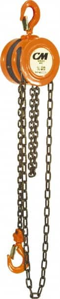CM - 1,000 Lb Lifting Capacity, 20' Lift Height, Hand Hoist - Made from Chain, 29' Overhaul to Lift 1', 53 Lb Avg Pull to Lift Rated Load, 1 Chain - Exact Tooling