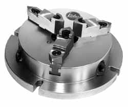 Atlas Workholding - 6" Chuck Diam, 0.28 to 2-3/4" External Chucking Diam, Low Profile Machining Chuck - 1.76" Through Hole, 1.9 to 5-1/2" Internal Chucking Diam, 8.67" Base Width x 2.43" Base Height - Exact Tooling
