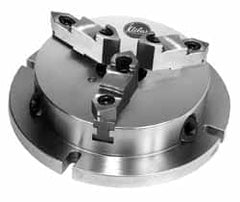 Atlas Workholding - 6" Chuck Diam, 0.28 to 2-3/4" External Chucking Diam, Low Profile Machining Chuck - 1.76" Through Hole, 1.9 to 5-1/2" Internal Chucking Diam, 8.67" Base Width x 2.43" Base Height - Exact Tooling