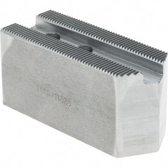 Atlas Workholding - 1.5mm x 60° Serrated Attachment, Square Soft Lathe Chuck Jaw - Steel, 0.787" Btw Mount Hole Ctrs, 3-1/8" Long x 1-1/4" Wide x 1-1/2" High, 0.475" Groove, M10mm Fastener - Exact Tooling