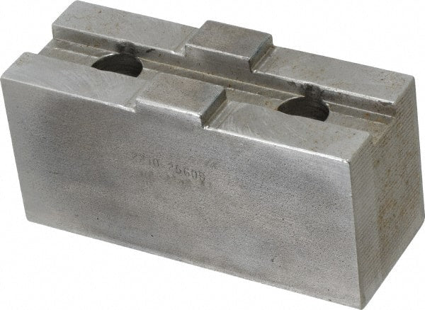Atlas Workholding - Tongue & Groove Attachment, Square Soft Lathe Chuck Jaw - Steel, 2.12" Btw Mount Hole Ctrs, 3-15/16" Long x 1-1/2" Wide x 1.87" High, 1/2" Groove - Exact Tooling