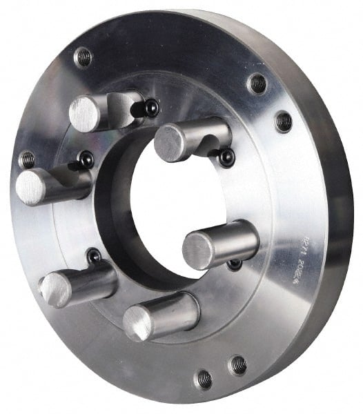 Pratt Burnerd America - Adapter Back Plate for 8" Diam Self Centering Lathe Chucks - D1-4 Mount, 2-1/4" Through Hole Diam, Steel - Exact Tooling