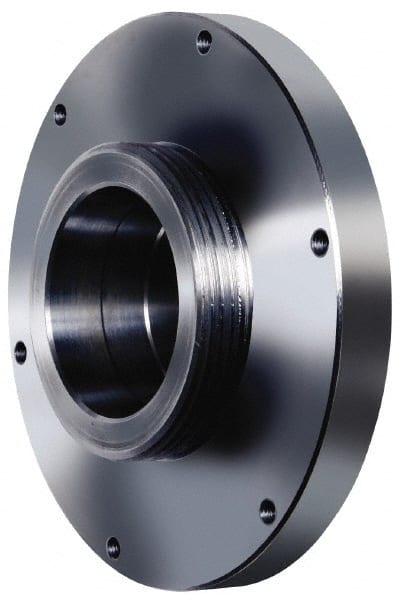 Pratt Burnerd America - Adapter Back Plate for 8" Diam Self Centering Lathe Chucks - L-00 Mount, 2-1/4" Through Hole Diam, Steel - Exact Tooling