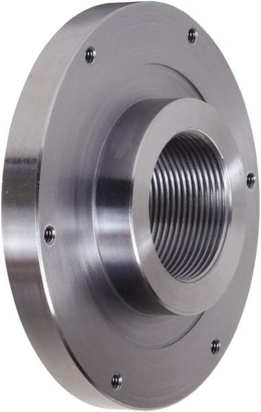 Pratt Burnerd America - Adapter Back Plate for 6" Diam Self Centering Lathe Chucks - 1-1/2 - 8 Mount, 1.81" Through Hole Diam, Steel - Exact Tooling