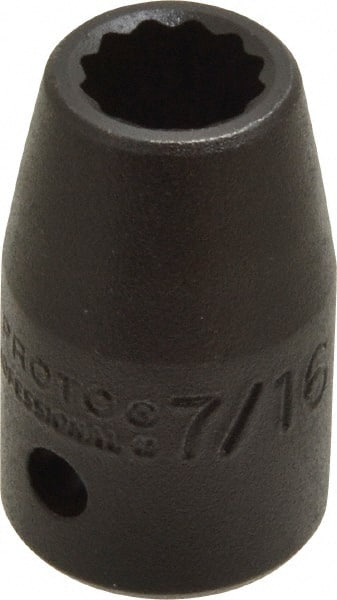 Proto - 1/2" Drive 7/16" Standard Impact Socket - 12 Points, 1-1/2" OAL - Exact Tooling