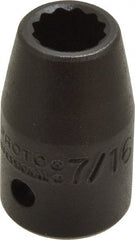 Proto - 1/2" Drive 7/16" Standard Impact Socket - 12 Points, 1-1/2" OAL - Exact Tooling