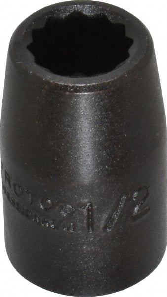 Proto - 1/2" Drive 1/2" Standard Impact Socket - 12 Points, 1-1/2" OAL - Exact Tooling