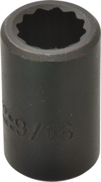 Proto - 1/2" Drive 9/16" Standard Impact Socket - 12 Points, 1-1/2" OAL - Exact Tooling