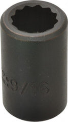 Proto - 1/2" Drive 9/16" Standard Impact Socket - 12 Points, 1-1/2" OAL - Exact Tooling