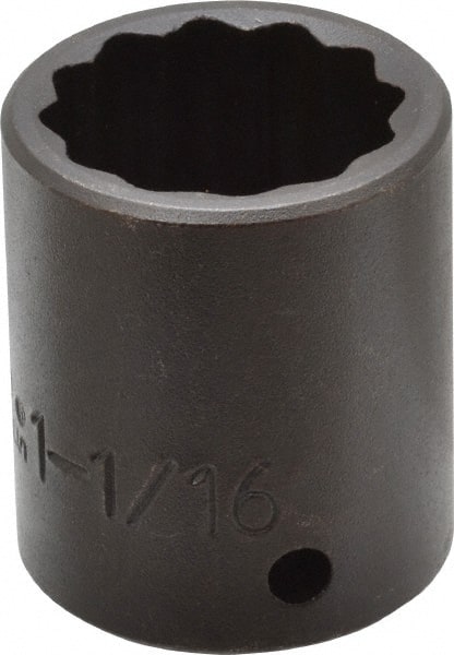 Proto - 1/2" Drive 1-1/16" Standard Impact Socket - 12 Points, 1-3/4" OAL - Exact Tooling