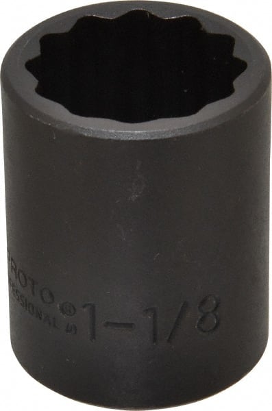 Proto - 1/2" Drive 1-1/8" Standard Impact Socket - 12 Points, 2" OAL - Exact Tooling