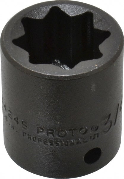 Proto - 1/2" Drive 3/4" Standard Impact Socket - 8 Points, 1-1/2" OAL - Exact Tooling