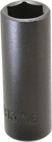 Proto - 1/2" Drive 13/16" Deep Impact Socket - 6 Points, 3-1/4" OAL - Exact Tooling