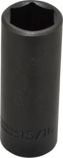 Proto - 1/2" Drive 15/16" Deep Impact Socket - 6 Points, 3-1/2" OAL - Exact Tooling