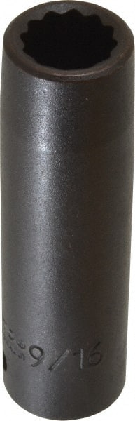 Proto - 1/2" Drive 9/16" Deep Impact Socket - 12 Points, 3-1/4" OAL - Exact Tooling