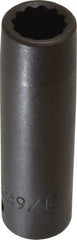 Proto - 1/2" Drive 9/16" Deep Impact Socket - 12 Points, 3-1/4" OAL - Exact Tooling