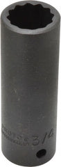 Proto - 1/2" Drive 3/4" Deep Impact Socket - 12 Points, 3-1/4" OAL - Exact Tooling