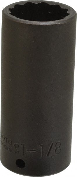 Proto - 1/2" Drive 1-1/8" Deep Impact Socket - 12 Points, 3-1/2" OAL - Exact Tooling