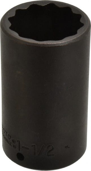 Proto - 1/2" Drive 1-1/2" Deep Impact Socket - 12 Points, 3-1/2" OAL - Exact Tooling