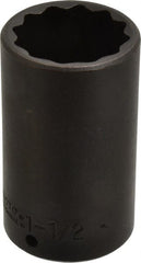 Proto - 1/2" Drive 1-1/2" Deep Impact Socket - 12 Points, 3-1/2" OAL - Exact Tooling