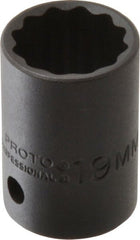 Proto - 1/2" Drive 19mm Standard Impact Socket - 12 Points, 1-1/2" OAL - Exact Tooling