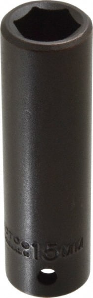 Proto - 1/2" Drive 15mm Deep Impact Socket - 6 Points, 3-1/4" OAL - Exact Tooling