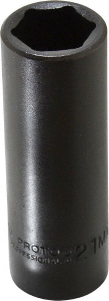 Proto - 1/2" Drive 21mm Deep Impact Socket - 6 Points, 3-1/4" OAL - Exact Tooling