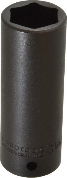 Proto - 1/2" Drive 23mm Deep Impact Socket - 6 Points, 3-1/2" OAL - Exact Tooling