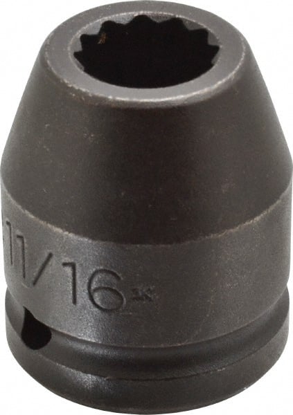Proto - 3/4" Drive 11/16" Standard Impact Socket - 12 Points, 1-15/16" OAL - Exact Tooling
