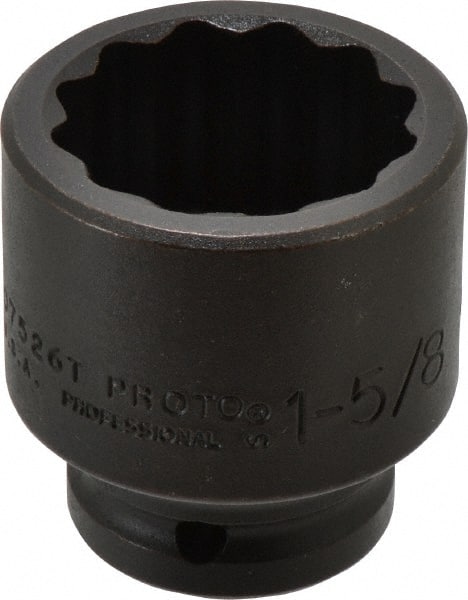 Proto - 3/4" Drive 1-5/8" Standard Impact Socket - 12 Points, 2-7/16" OAL - Exact Tooling