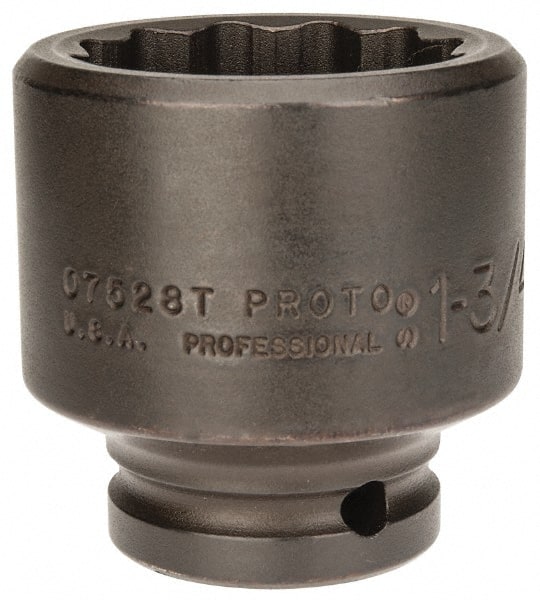 Proto - 3/4" Drive 1-3/4" Standard Impact Socket - 12 Points, 2-5/8" OAL - Exact Tooling