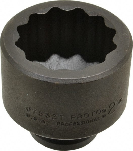 Proto - 3/4" Drive 2" Standard Impact Socket - 12 Points, 2-13/16" OAL - Exact Tooling