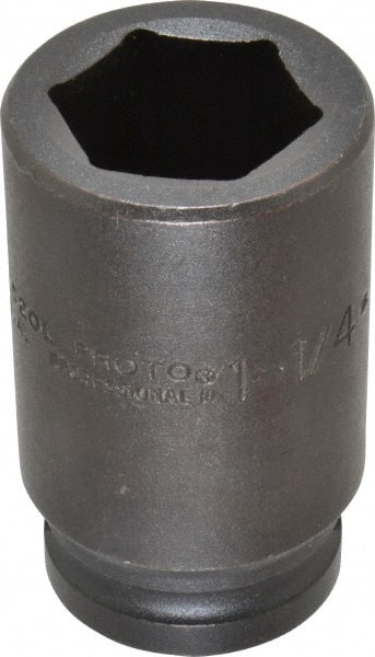 Proto - 3/4" Drive 1-1/4" Deep Impact Socket - 6 Points, 3-1/4" OAL - Exact Tooling