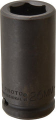 Proto - 3/4" Drive 26mm Deep Impact Socket - 6 Points, 3-1/4" OAL - Exact Tooling