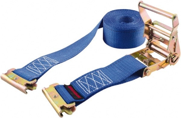 Erickson Manufacturing - 12' Long x 2" Wide, 3,500 Lb Basket Capacity, Polyester & Steel Web Sling - Blue - Exact Tooling