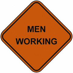 PRO-SAFE - "Men Working", 48" Wide x 48" High, Nylon Construction Roadway Signs - Orange, Square, Sign Stand Mount - Exact Tooling