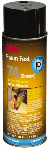 3M - 24 oz Aerosol Orange Spray Adhesive - High Tack, 170°F Heat Resistance, 40 Sq Ft Coverage, Medium Strength Bond, 15 min Max Bonding Time, Flammable, Series 74 - Exact Tooling