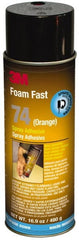 3M - 24 oz Aerosol Orange Spray Adhesive - High Tack, 170°F Heat Resistance, 40 Sq Ft Coverage, Medium Strength Bond, 15 min Max Bonding Time, Flammable, Series 74 - Exact Tooling