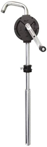 PRO-LUBE - Oil Lubrication 10 Gal/min Flow Cast Iron Rotary Hand Pump - For 15 to 55 Gal Container, Use with Diesel Fuel, Kerosene & Petroleum-Based Fluids, Do Not Use with Water-Based Media - Exact Tooling
